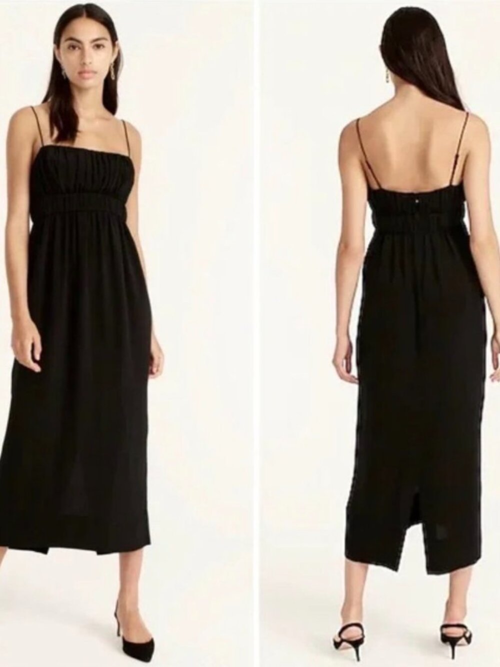 J. Crew Gathered-waist silk midi dress size 8